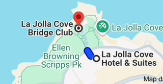 Map showing La Jolla Cove and nearby landmarks in California.